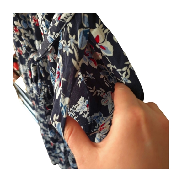 J. Jill New With Tags Women's Blue Floral V Neck Short Sleeve Maxi Dress 4X - Picture 7 of 11